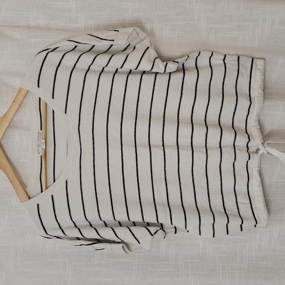 Barefoot Dreams CozyChic Ultra Lite Pullover Striped Drawstring - white/black - Picture 2 of 5